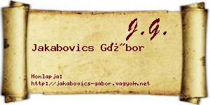 Jakabovics Gábor névjegykártya
